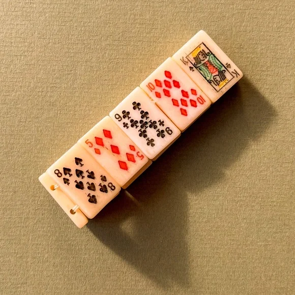 Vintage 1960s Lucky Cards Ivory Bracelet - Picture 1 of 5